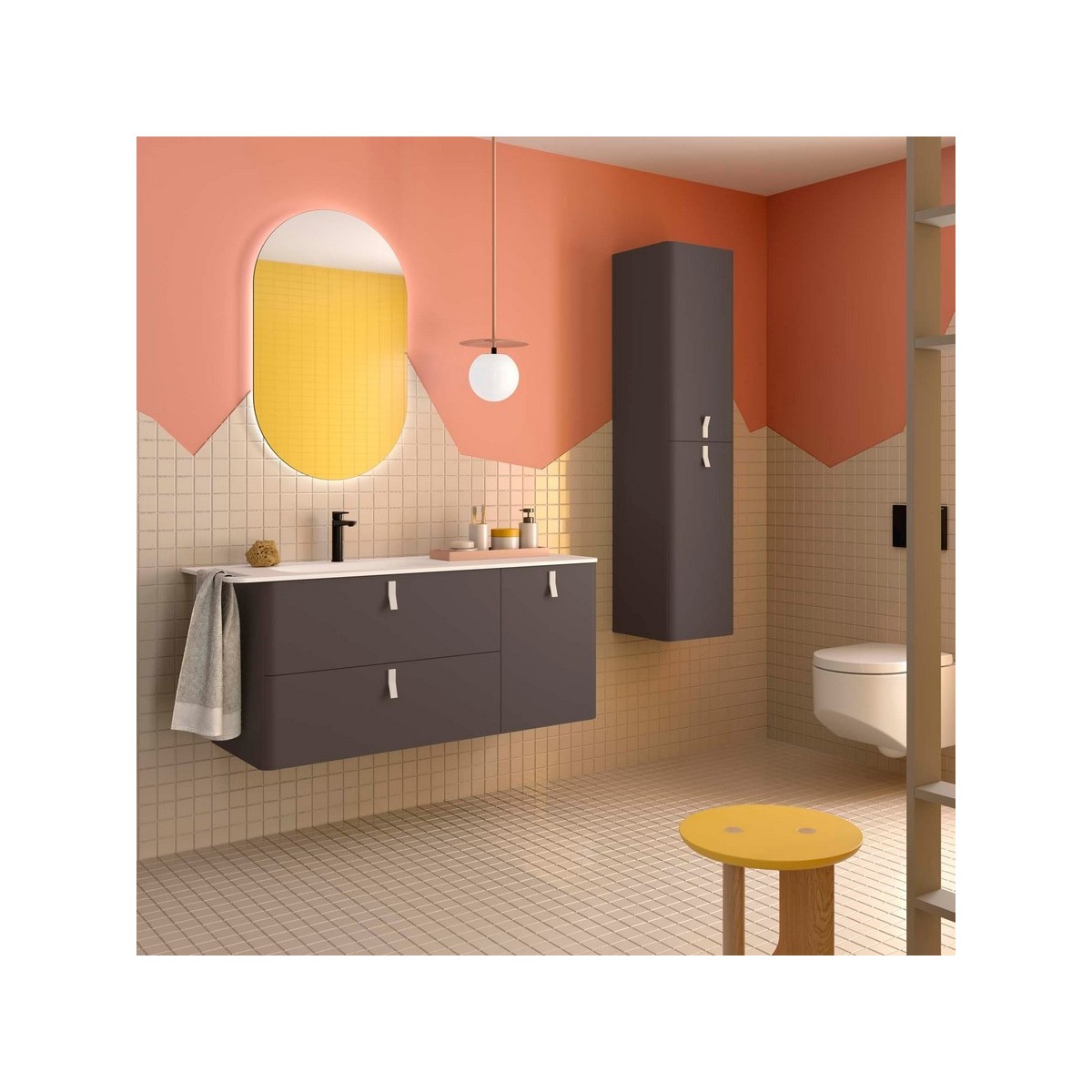 Meuble salle de bain UNIIQ 1200 2T1P droite - vasque à gauche Ebrom H540 P450 - SALGAR 119893 