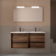 Ensemble meuble vasque salle de bain ATTILA 1200 2 tiroirs Noyer Maya P450 - SALGAR 104738 