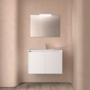 Ensemble meuble et vasque NOJA II 800 2 portes Blanc satiné P450 - SALGAR 105042 
