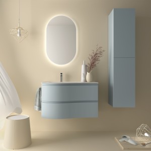 Meuble salle de bain MAM 900 2 tiroirs incurvés Blue Fog H540 P500 - SALGAR 113801 