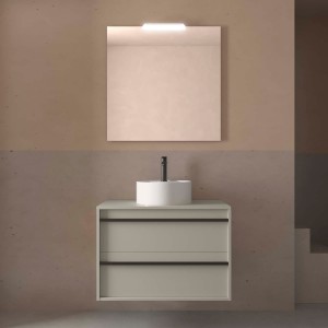 Ensemble meuble et plan de toilette ATTILA 800 2 tiroirs Gris satiné P450 - SALGAR 117997 