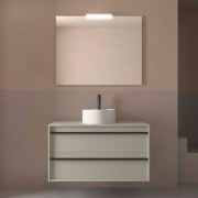 Ensemble meuble et plan de toilette ATTILA 1000 2 tiroirs Gris satiné P450 - SALGAR 117998 