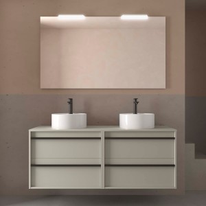 Ensemble meuble et plan de toilette ATTILA 1400 4 tiroirs Gris satiné L1400 P450 - SALGAR 118000 