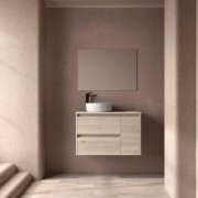 Ensemble Meuble de salle de bain et plan de toilette NOJA II 900 2T1P droite - vasque à gauche Chêne Naturel P450 - SALGAR 11825