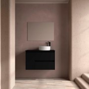 Ensemble Meuble de salle de bain et plan de toilette NOJA II 900 2T1P gauche - vasque à droite Black satin P450 - SALGAR 118263 