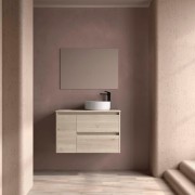 Ensemble Meuble de salle de bain et plan de toilette NOJA II 900 2T1P gauche - vasque à droite Chêne Naturel P450 - SALGAR 11826