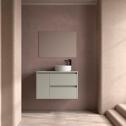 Ensemble Meuble Plan Vasque Miroir Applique NOJA II 900 2T1P gauche - vasque à droite Gris satiné P450 - SALGAR 118364 