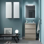 Ensemble meuble et vasque NOJA II 600 3 tiroirs Gris satiné P450 - SALGAR 118472 