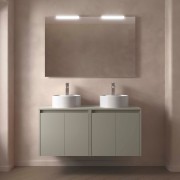 Ensemble meuble et plan de toilette NOJA II 1200 4 portes Gris satiné P450 - SALGAR 118479 