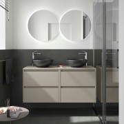 Ensemble Meuble de salle de bain et plan de toilette NOJA II 1400 4 tiroirs Gris satiné L1400 P450 - SALGAR 118511 