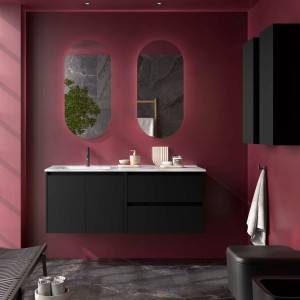 Ensemble meuble et vasque NOJA II 1200 2 tiroirs 2 portes Black satin P450 - SALGAR 118820 