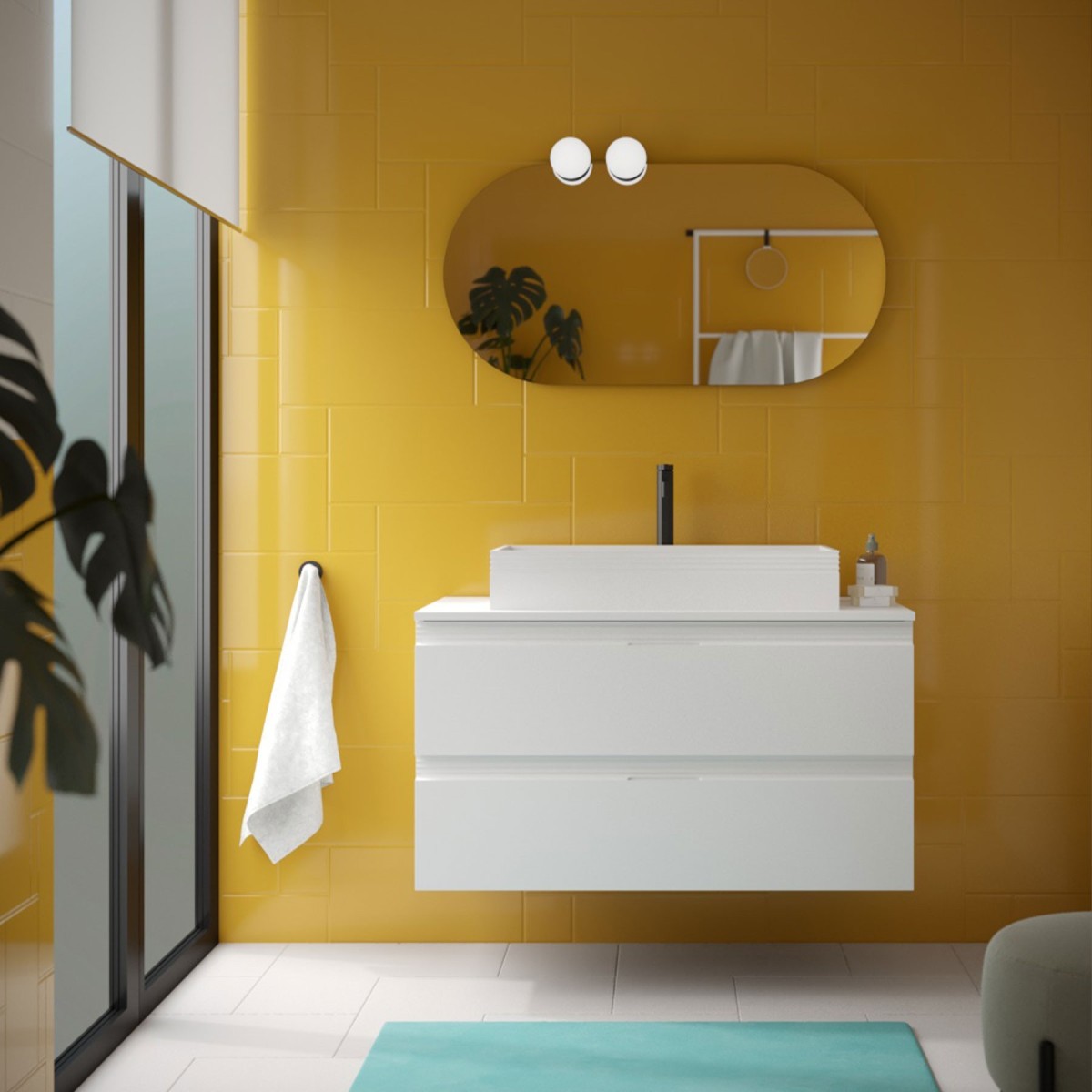 Meuble salle de bain EA 1000 2 tiroirs White Cotton H540 P450 - SALGAR 119051 