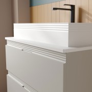 Plan vasque Solid surface EA 700 à poser Blanc Mat H120 P30 - SALGAR 119076 