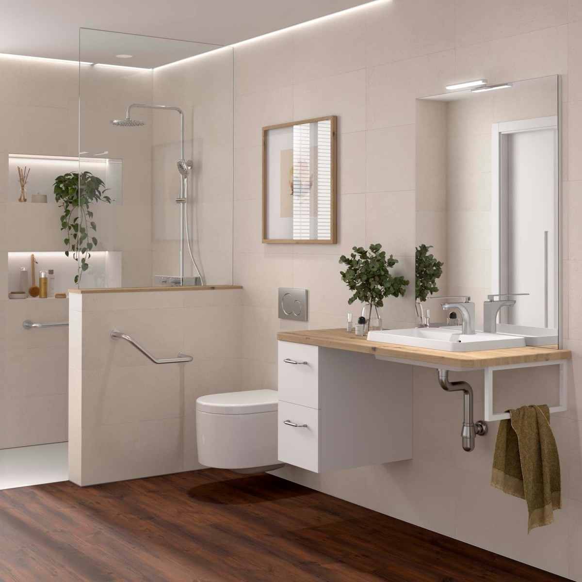 Ensemble salle de bain EASY BATH PMR 1200 gauche Chêne Montana P540 - SALGAR 119294 