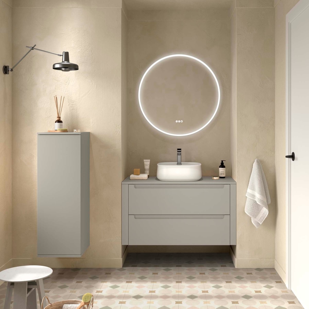 Meuble salle de bain MONTERREY 800 2 tiroirs Gris de lune H540 P450 - SALGAR 119318 