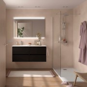 Ensemble Meuble Plan Vasque Miroir Applique NOJA II 1200 4 tiroirs Black satin P450 - SALGAR 119697 