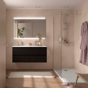 Ensemble Meuble Plan Vasque Miroir Applique NOJA II 1200 4 tiroirs Black satin P450 - SALGAR 119707 