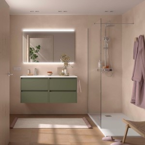 Ensemble Meuble Plan Vasque Miroir Applique NOJA II 1200 4 tiroirs Green satin P450 - SALGAR 119709 