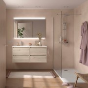 Ensemble Meuble Plan Vasque Miroir Applique NOJA II 1200 4 tiroirs Chêne Naturel P450 - SALGAR 119711 