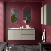 Ensemble Meuble Plan Vasque Miroir Applique NOJA II 1200 2 tiroirs 2 portes Gris satiné P450 - SALGAR 119724 