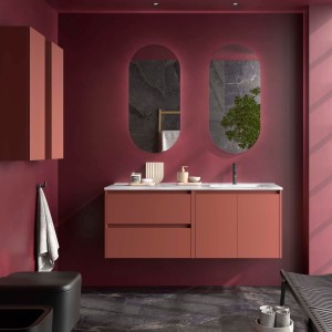 Ensemble Meuble Plan Vasque Miroir Applique NOJA II 1200 2 tiroirs 2 portes Red satin P450 - SALGAR 119730 