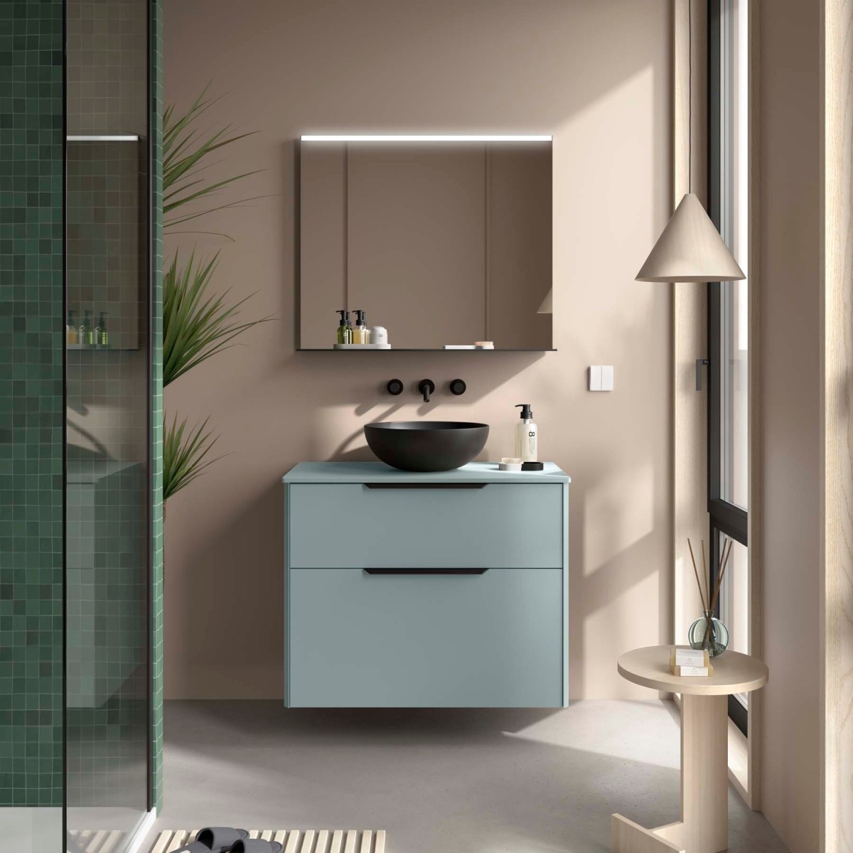 Ensemble Meuble de salle de bain et plan de toilette LUVA 800 2 tiroirs Aqua P450 - SALGAR 119758 