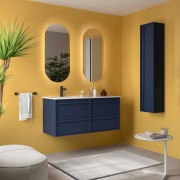 Ensemble Meuble Plan Vasque Miroir Applique ATTILA 1200 4 tiroirs Blue satin P450 - SALGAR 119834 