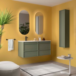 Ensemble Meuble Plan Vasque Miroir Applique ATTILA 1200 4 tiroirs Green satin P450 - SALGAR 119835 