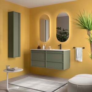 Ensemble Meuble Plan Vasque Miroir Applique ATTILA 1200 4 tiroirs Green satin P450 - SALGAR 119844 