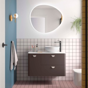 Meuble salle de bain UNIIQ 900 2T1P gauche - vasque à droite Ebrom H540 P450 - SALGAR 119890 