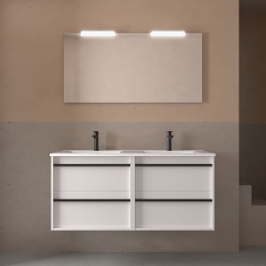 Ensemble meuble vasque salle de bain ATTILA 1200 2 tiroirs Blanc satiné P450 - SALGAR 104731 