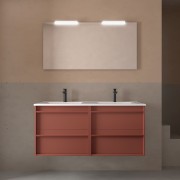 Ensemble meuble vasque salle de bain ATTILA 1200 2 tiroirs Red satin P450 - SALGAR 104735 