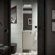 Ensemble meuble et vasque MARVILLE 400 lave-mains 1 Porte Gris satiné P225 - SALGAR 117869 