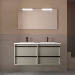 Ensemble meuble vasque salle de bain ATTILA 1200 4 tiroirs Gris satiné P450 - SALGAR 117987 