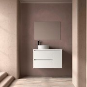 Ensemble meuble et vasque NOJA II 900 2T1P droite - vasque à gauche Blanc Brillant P450 - SALGAR 118169 