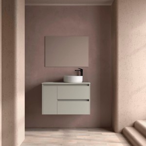 Ensemble meuble et vasque NOJA II 900 2T1P gauche - vasque à droite Gris satiné P450 - SALGAR 118188 