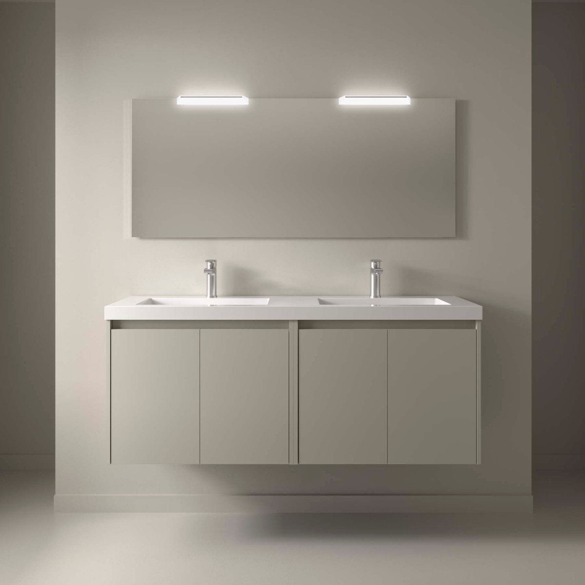 Ensemble meuble et vasque NOJA II 1400 4 portes Gris satiné L1400 P450 - SALGAR 118464 