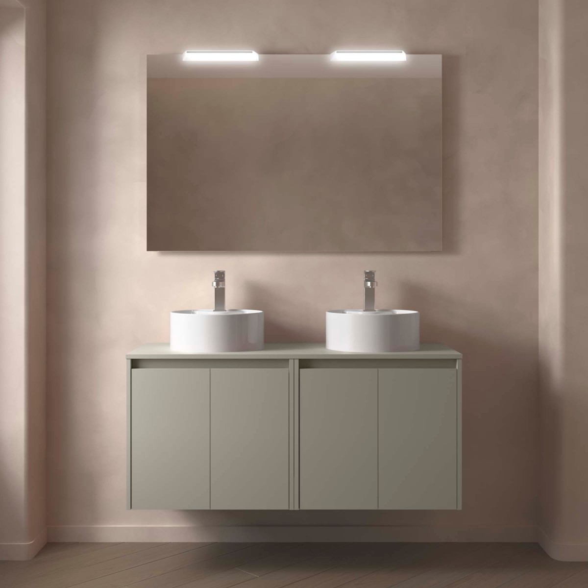 Ensemble meuble et plan de toilette NOJA II 1200 4 portes Gris satiné P450 - SALGAR 118479 