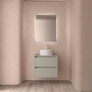 Ensemble Meuble de salle de bain et plan de toilette NOJA II 700 2 tiroirs Gris satiné P450 - SALGAR 118506 