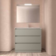 Ensemble Meuble Plan Vasque Miroir Applique NOJA II 1000 3 tiroirs Gris satiné P450 - SALGAR 118573 
