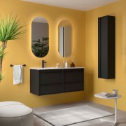 Ensemble meuble vasque salle de bain ATTILA 1200 4 tiroirs Black satin P450 - SALGAR 118680 