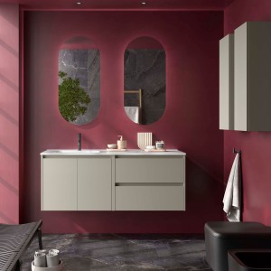 Ensemble meuble et vasque NOJA II 1200 2 tiroirs 2 portes Gris satiné P450 - SALGAR 118827 