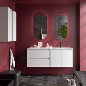 Ensemble meuble et vasque NOJA II 1200 2 tiroirs 2 portes Blanc satiné P450 - SALGAR 118829 