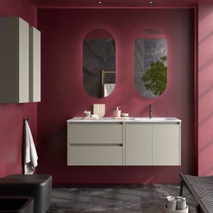 Ensemble meuble et vasque NOJA II 1200 2 tiroirs 2 portes Gris satiné P450 - SALGAR 118837 