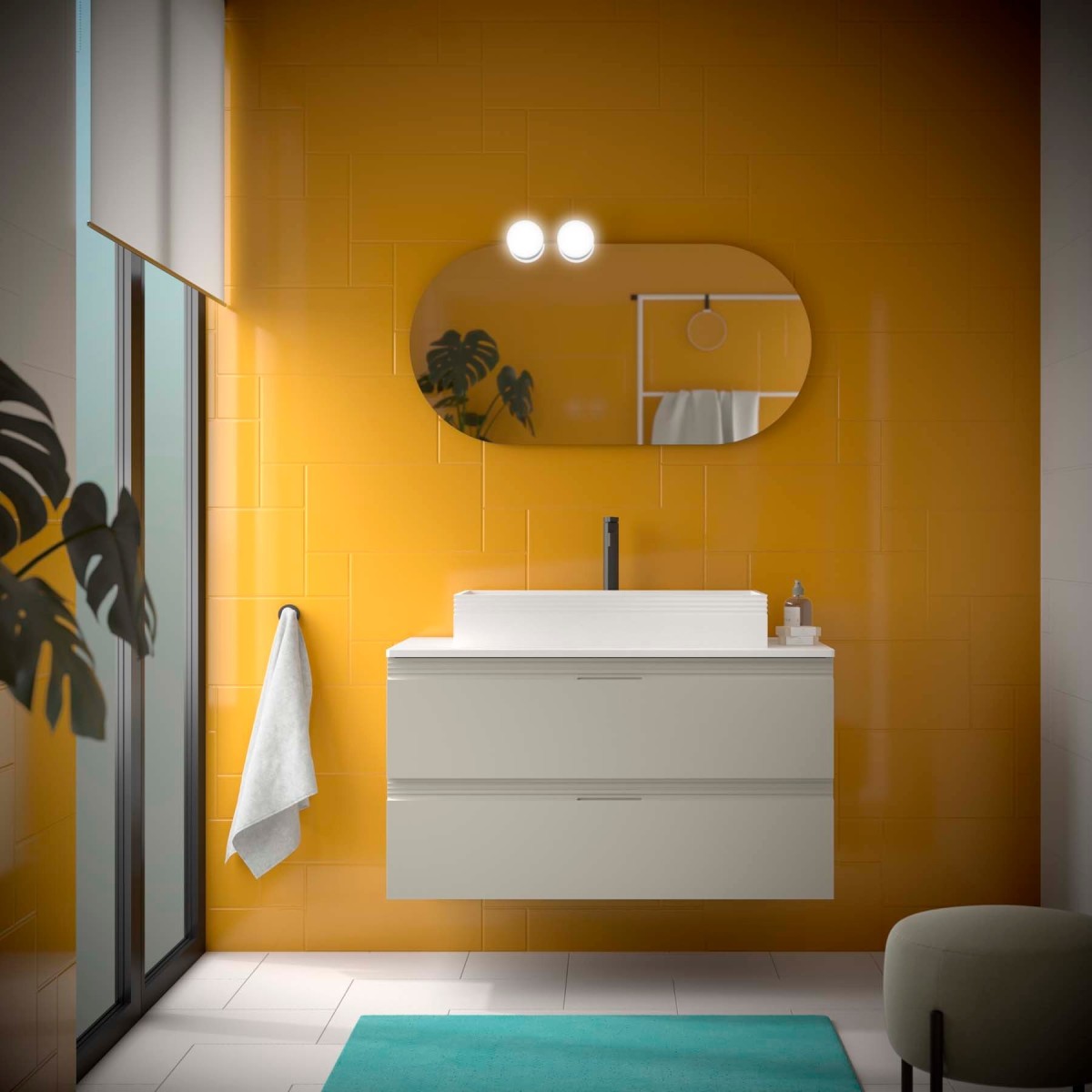 Meuble salle de bain EA 1000 2 tiroirs Gris de lune H540 P450 - SALGAR 119053 