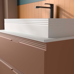 Plan vasque Solid surface EA 500 à poser Blanc Mat L500 H120 P30 - SALGAR 119075 