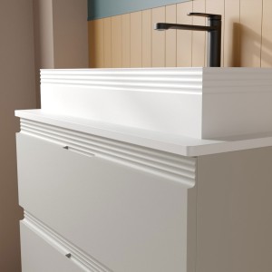 Plan vasque Solid surface EA 700 à poser Blanc Mat H120 P30 - SALGAR 119076 