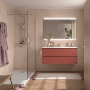 Ensemble Meuble Plan Vasque Miroir Applique NOJA II 1200 4 tiroirs Red satin P450 - SALGAR 119710 