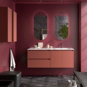 Ensemble Meuble Plan Vasque Miroir Applique NOJA II 1200 2 tiroirs 2 portes Red satin P450 - SALGAR 119730 