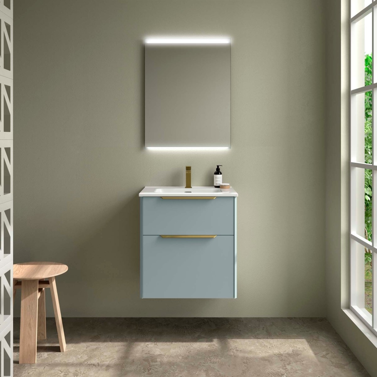 Ensemble meuble et vasque LUVA 600 2 tiroirs Aqua P450 - SALGAR 119750 